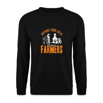 Support Your Local Female Farmers Retro T-Shirt - Unisex Sweatshirt - black - Front - Alina (178cm) & Michal (187cm)