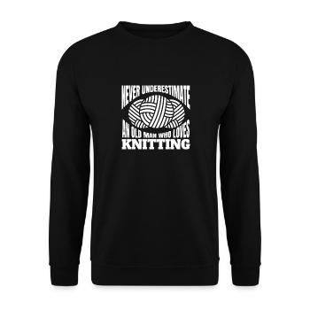 Knitting Seamstress Gift Crochet Sewing - Unisex Sweatshirt - black - Front - Alina (178cm) & Michal (187cm)