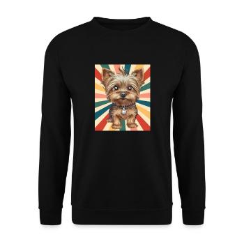Mignon Yorkshire Terrier Race de chien 80s 90s Rétro - Sweat-shirt Unisexe - noir - Devant - Alina (178cm) & Michal (187cm)