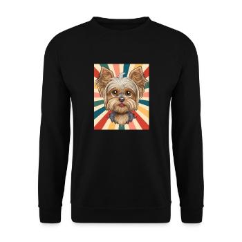 Mignon Yorkshire Terrier Race de chien 80s 90s Rétro - Sweat-shirt Unisexe - noir - Devant - Alina (178cm) & Michal (187cm)