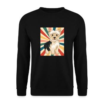 Mignon Yorkshire Terrier Race de chien 80s 90s Rétro - Sweat-shirt Unisexe - noir - Devant - Alina (178cm) & Michal (187cm)