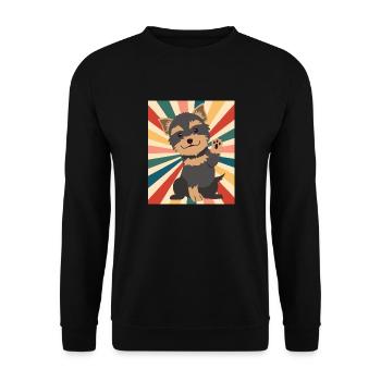 Mignon Yorkshire Terrier Race de chien 80s 90s Rétro - Sweat-shirt Unisexe - noir - Devant - Alina (178cm) & Michal (187cm)