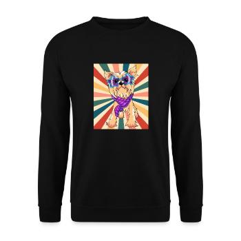Mignon Yorkshire Terrier Race de chien 80s 90s Rétro - Sweat-shirt Unisexe - noir - Devant - Alina (178cm) & Michal (187cm)