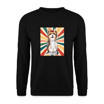 Mignon Yorkshire Terrier Race de chien 80s 90s Rétro - Sweat-shirt Unisexe - noir - Devant - Alina (178cm) & Michal (187cm)