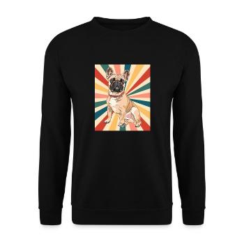 Mignon Français Bulldog Dog Race 80s 90s Style Rétro - Sweat-shirt Unisexe - noir - Devant - Alina (178cm) & Michal (187cm)