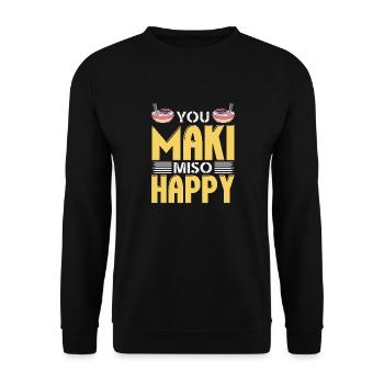 You Maki Miso Happy Sushi Ramen Japanisch Kawaii - Unisex Pullover - Schwarz - Vorne - Alina (178cm) & Michal (187cm)