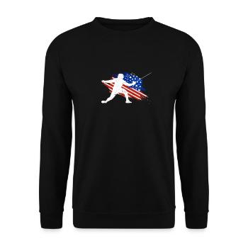 Fencer American Flag T-Shirt I Proud - Unisex Sweatshirt - black - Front - Alina (178cm) & Michal (187cm)