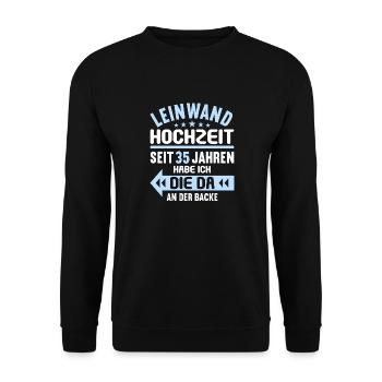35 verheiratet Leinwand Hochzeit 35.Hochzeitstag - Unisex Pullover - Schwarz - Vorne - Alina (178cm) & Michal (187cm)
