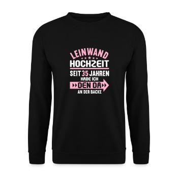 35 verheiratet Leinwand Hochzeit 35.Hochzeitstag - Unisex Pullover - Schwarz - Vorne - Alina (178cm) & Michal (187cm)