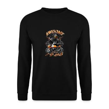 Awesome since 1986, Biker Geburtstag - Unisex Pullover - Schwarz - Vorne - Alina (178cm) & Michal (187cm)