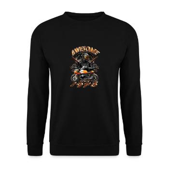 Awesome since 1976, Biker Geburtstag - Unisex Pullover - Schwarz - Vorne - Alina (178cm) & Michal (187cm)