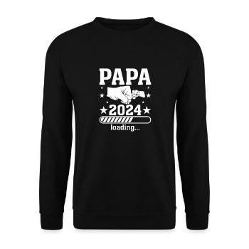 Schwangerschaft Werdende Eltern Geschenk Papa 2024 - Unisex Pullover - Schwarz - Vorne - Alina (178cm) & Michal (187cm)