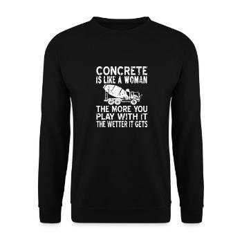 Concrete Is Like A Woman Retro Funny Mason Humor - Unisex Sweatshirt - black - Front - Alina (178cm) & Michal (187cm)