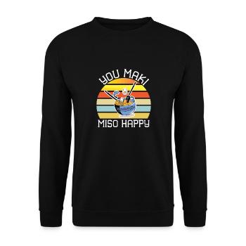 You Maki Miso Happy Sushi Ramen Japanisch Kawaii - Unisex Pullover - Schwarz - Vorne - Alina (178cm) & Michal (187cm)