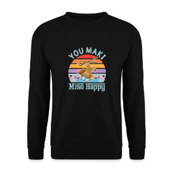 You Maki Miso Happy Sushi Ramen Japanisch Kawaii - Unisex Pullover - Schwarz - Vorne - Alina (178cm) & Michal (187cm)