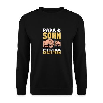 Papa und Sohn Chaos Team Geschenk - Unisex Pullover - Schwarz - Vorne - Alina (178cm) & Michal (187cm)