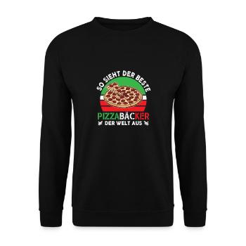 So Sieht Der Beste Pizzabäcker der Welt Aus Pizza - Unisex Pullover - Schwarz - Vorne - Alina (178cm) & Michal (187cm)