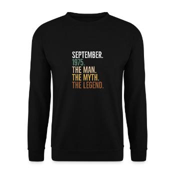 September 1975 The Man The Myth The Legend - Unisex Sweatshirt - black - Front - Alina (178cm) & Michal (187cm)