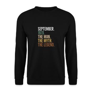 September 1978 The Man The Myth The Legend - Unisex Sweatshirt - black - Front - Alina (178cm) & Michal (187cm)