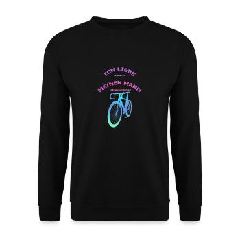 Rennrad Liebe meinen Mann! Perspektive Rosa-Türkis - Unisex Pullover - Schwarz - Vorne - Alina (178cm) & Michal (187cm)