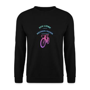 Rennrad Liebe meinen Mann! Perspektive Türkis-Rosa - Unisex Pullover - Schwarz - Vorne - Alina (178cm) & Michal (187cm)