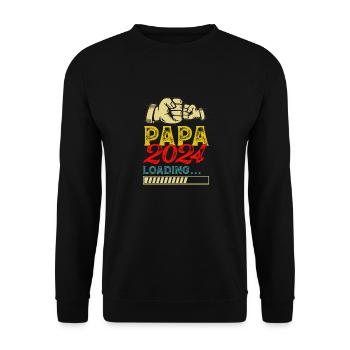 Schwangerschaft Werdende Eltern Geschenk Papa 2024 - Unisex Pullover - Schwarz - Vorne - Alina (178cm) & Michal (187cm)