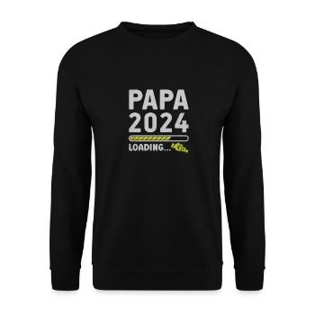 Schwangerschaft Werdende Eltern Geschenk Papa 2024 - Unisex Pullover - Schwarz - Vorne - Alina (178cm) & Michal (187cm)