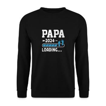 Schwangerschaft Werdende Eltern Geschenk Papa 2024 - Unisex Pullover - Schwarz - Vorne - Alina (178cm) & Michal (187cm)