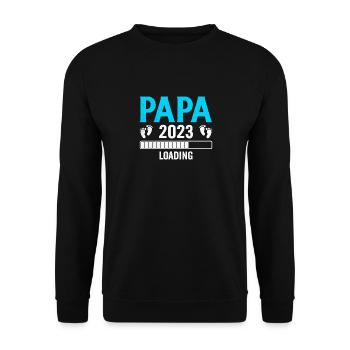 Grossesse Futur Parent Cadeau Papa 2023 - Sweat-shirt Unisexe - noir - Devant - Alina (178cm) & Michal (187cm)