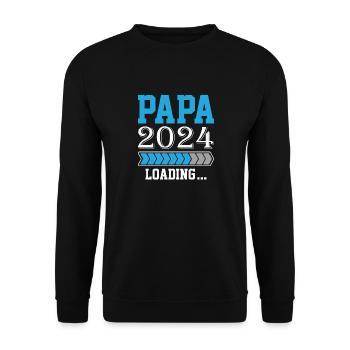 Schwangerschaft Werdende Eltern Geschenk Papa 2024 - Unisex Pullover - Schwarz - Vorne - Alina (178cm) & Michal (187cm)