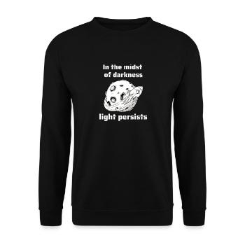 In The Midst Of Darkness Light Persists Space - Unisex Pullover - Schwarz - Vorne - Alina (178cm) & Michal (187cm)