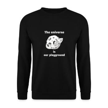 The Universe Is Our Playground Retro Space - Unisex Pullover - Schwarz - Vorne - Alina (178cm) & Michal (187cm)