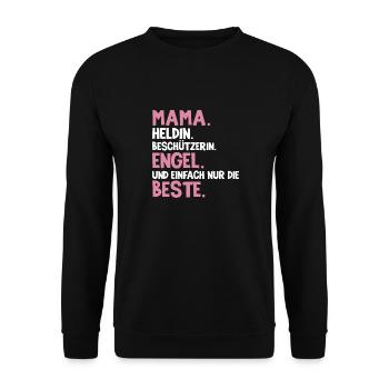 Mama Heldin Beschützerin Engel Die Beste Mutter - Unisex Pullover - Schwarz - Vorne - Alina (178cm) & Michal (187cm)