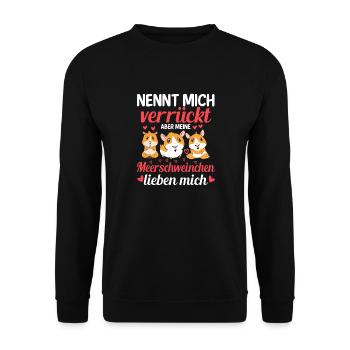 Niedliches Meerschweinchen Mädchen Haustiere - Unisex Pullover - Schwarz - Vorne - Alina (178cm) & Michal (187cm)