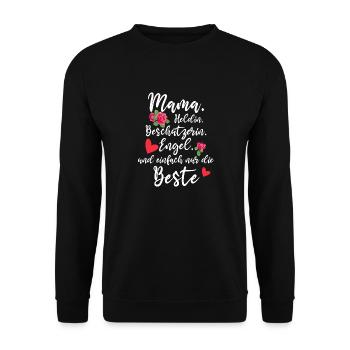 Mama Heldin Beschützerin Engel Die Beste Mutter - Unisex Pullover - Schwarz - Vorne - Alina (178cm) & Michal (187cm)