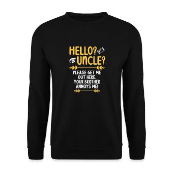 Hallo Onkel Bitte Hol Mich Hier Raus - Unisex Pullover - Schwarz - Vorne - Alina (178cm) & Michal (187cm)