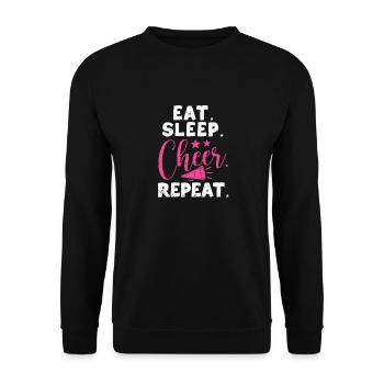 Eat Sleep Cheer Repeat Cheerleading TShirt - Unisex Pullover - Schwarz - Vorne - Alina (178cm) & Michal (187cm)