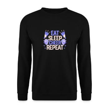 Eat Sleep Cheer Repeat Cheerleading Funny - Unisex Pullover - Schwarz - Vorne - Alina (178cm) & Michal (187cm)
