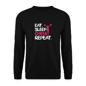 Eat Sleep Cheer Repeat Cheerleading TShirt - Unisex Pullover - Schwarz - Vorne - Alina (178cm) & Michal (187cm)