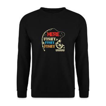 Here Fishy - Unisex Sweatshirt - black - Front - Alina (178cm) & Michal (187cm)