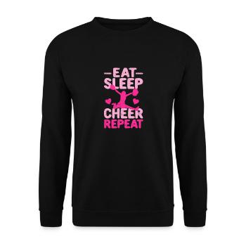 EAT SLEEP CHEER REPEAT Cheerleading Team Cheerlead - Unisex Pullover - Schwarz - Vorne - Alina (178cm) & Michal (187cm)