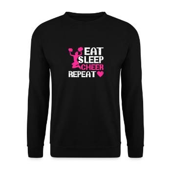 EAT SLEEP CHEER REPEAT Cheerleading Team Cheerlead - Unisex Sweatshirt - black - Front - Alina (178cm) & Michal (187cm)