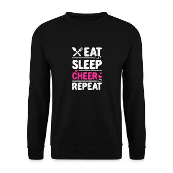 Eat Sleep Cheer Repeat Funny Cheerleader Cheering - Unisex Pullover - Schwarz - Vorne - Alina (178cm) & Michal (187cm)
