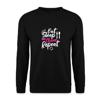 Eat Sleep Cheer Repeat Funny Cheerleader Cheering - Unisex Pullover - Schwarz - Vorne - Alina (178cm) & Michal (187cm)
