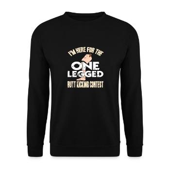 Pour une prothèse de concours de coups de pied aux fesses à une jambe - Sweat-shirt Unisexe - noir - Devant - Alina (178cm) & Michal (187cm)