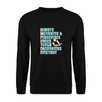 Awesome Meaning Of An AMPUTEE Prosthesis T-Shirt - Unisex Pullover - Schwarz - Vorne - Alina (178cm) & Michal (187cm)