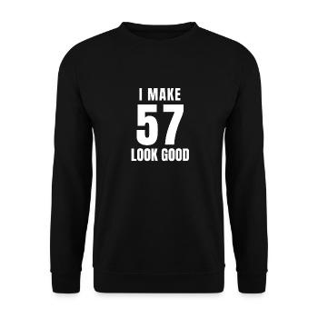 57 Year Old Funny 57th Birthday Quote 57 Years - Unisex Sweatshirt - black - Front - Alina (178cm) & Michal (187cm)