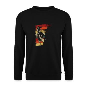 Retro Bull Riding Rodeo Cowboy Bull Rider Graphic - Unisex Pullover - Schwarz - Vorne - Alina (178cm) & Michal (187cm)
