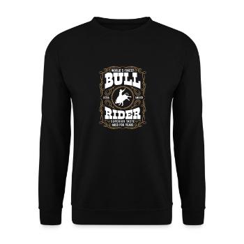 Worlds Finest Bull Rider Label Rodeo Cowboy Bull - Unisex Pullover - Schwarz - Vorne - Alina (178cm) & Michal (187cm)