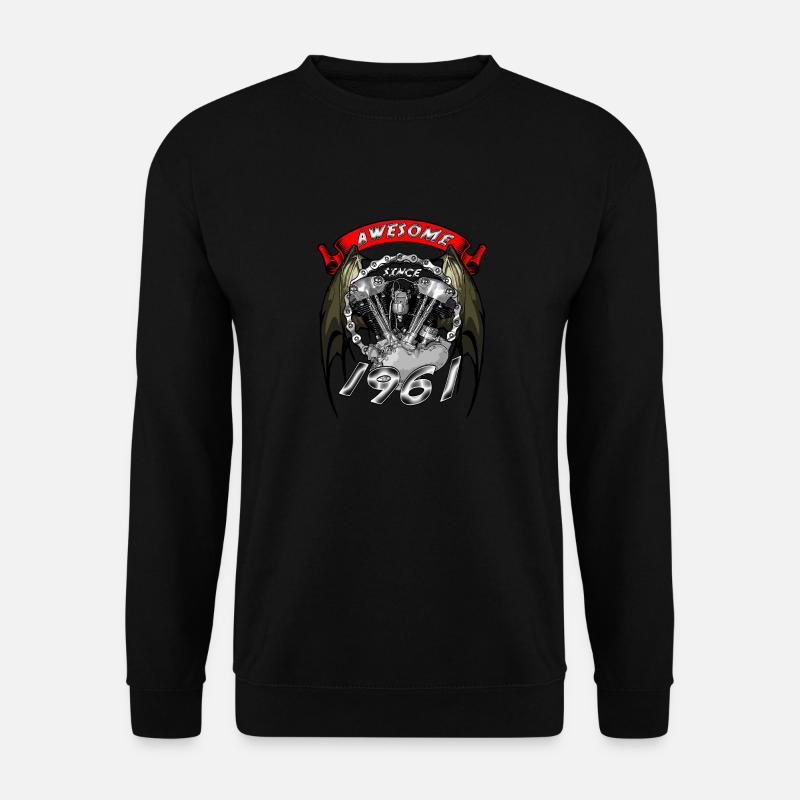 Awesome since 1961, biker's birthday - Unisex Sweatshirt - black